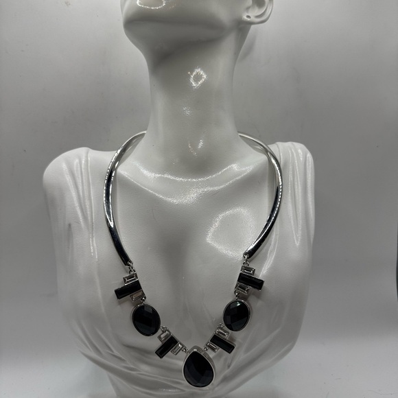White House Black Market Silver Necklace with Dark Accents - Picture 1 of 5